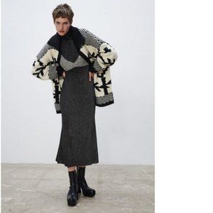 Zara metallic thread midi knit dress, NWT, S